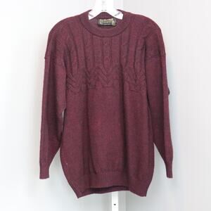 Vintage Alpaca Wool Cable Knit Sweater Maroon Pullover Cozy Classic